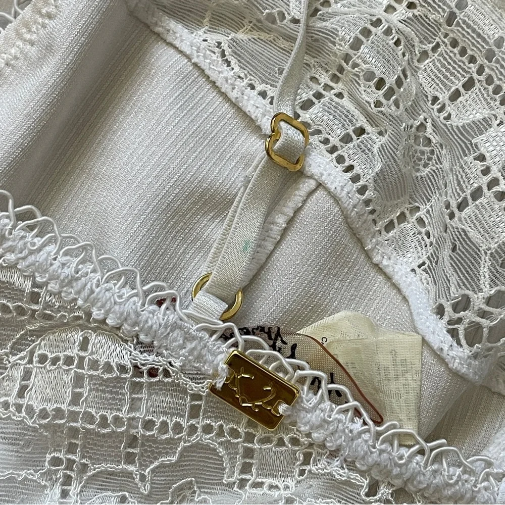 For Love & Lemons Bra floral lace underwire White (medium) coquette soft girl